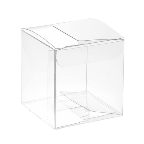 Boîtes PVC Transparent 6,5x6,5x6,5 cm,Sachets à Dragées,pour Bonbonnière,Bougies et cadeaux de fête